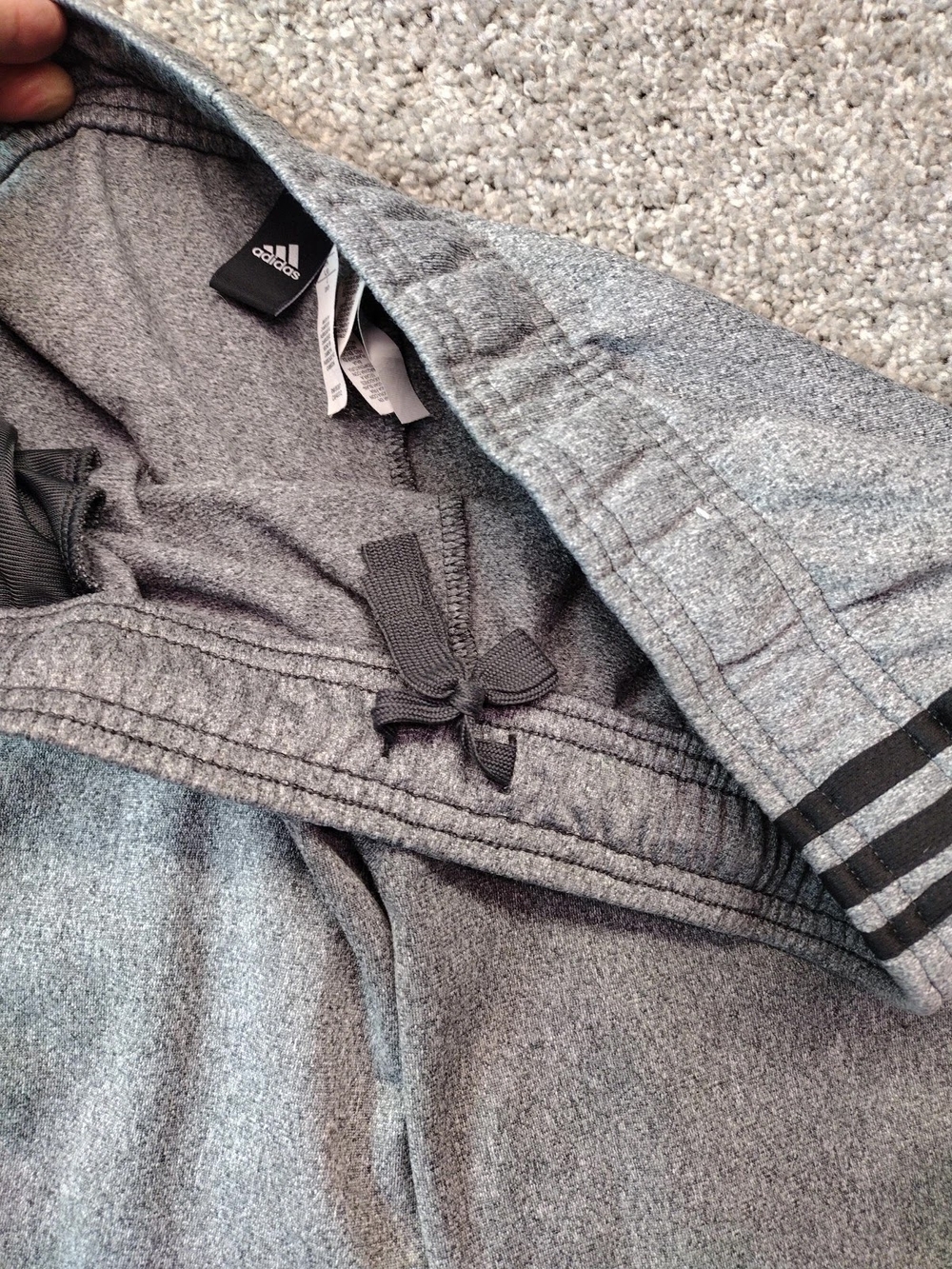 Adidas Tricot Joggers Mens Large Side Stripes Ankle Cuffs Drawstring Gray + Blac - Picture 15 of 15